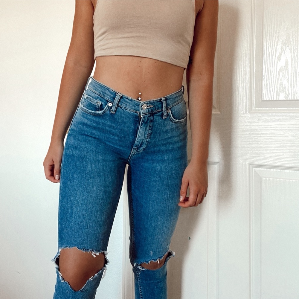 free people distressed skinny jeans